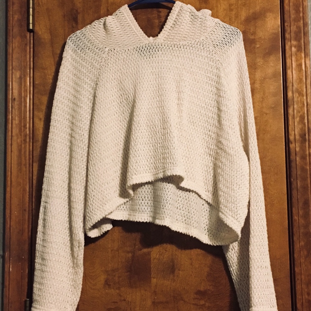 Forever 21 crop top; cream hoodie
